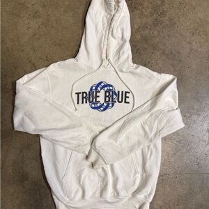 Vintage True Blue White Hoodie for Men